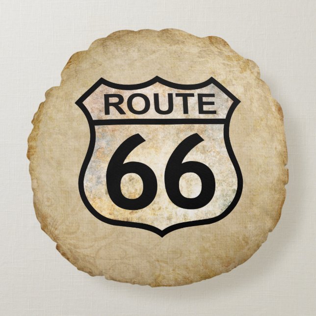 Route 66 rond kussen (Voorkant)