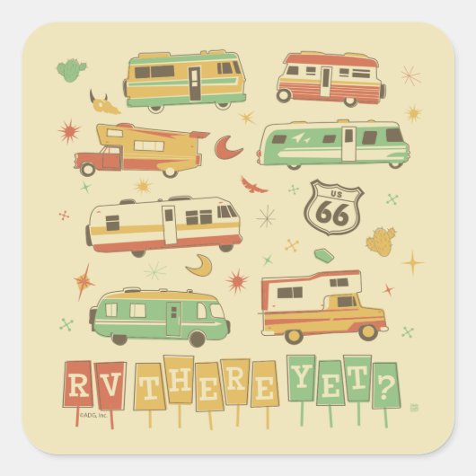Route 66 RV er nog Vierkante Sticker (Voorkant)