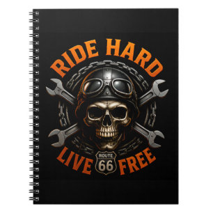 ☠️ Route 66 Schedel Grafisch Voor Harde Bikers 🛣️ Notitieboek