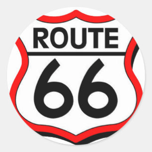 Route 66 Schild met rood & Schaduw Ronde Sticker