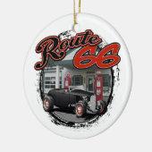 Route 66 Service Hot Rod Keramisch Ornament (Links)