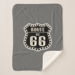 Route 66 Sign Americana Sherpa Deken