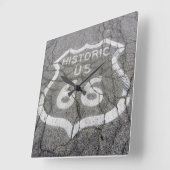 Route 66 Square Wall Clock Vierkante Klok (Hoek)