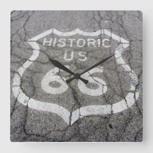 Route 66 Square Wall Clock Vierkante Klok