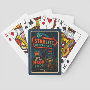 Route 66 Starlite Neon Mother Road Revival Pokerkaarten