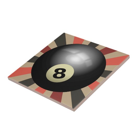 Route 66 Sunburst Vibes - Retro 8-Ball Tegeltje (Zijkant)