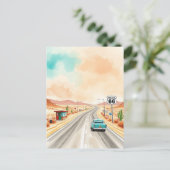 Route 66 Sunset Waterverf Briefkaart (Staand voorkant)