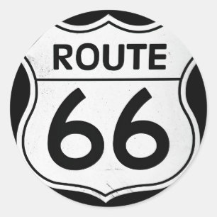 Route 66-teken ronde sticker