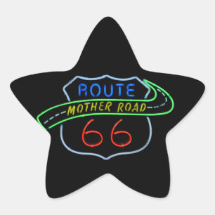 Route 66, The Moeder Road, Neon Sign Ster Sticker