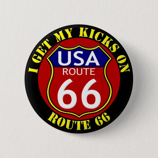 Route 66 USA I Get My Kicks on Route 66 Button (Voorkant)