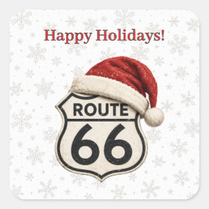 Route 66 Vakantiekeer met Kerstmannenhoed Vierkante Sticker