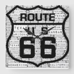 Route 66 van de Wandklok van Staten Vierkante Klok