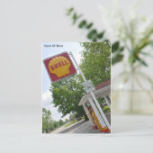 Route 66 van het oude benzinestation briefkaart (Staand voorkant)