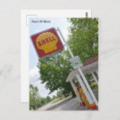 Route 66 van het oude benzinestation briefkaart (Voorkant / Achterkant)