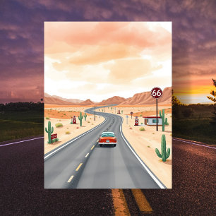 Route 66 Verenigde Staten Watercolor Travel Briefkaart
