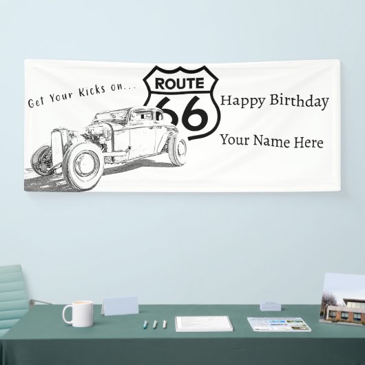 Route 66 Verjaardagsbanner Spandoek (Beurs)