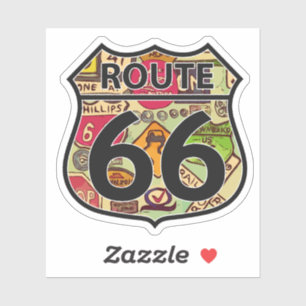 Route 66 verkeersbord gevormd sticker