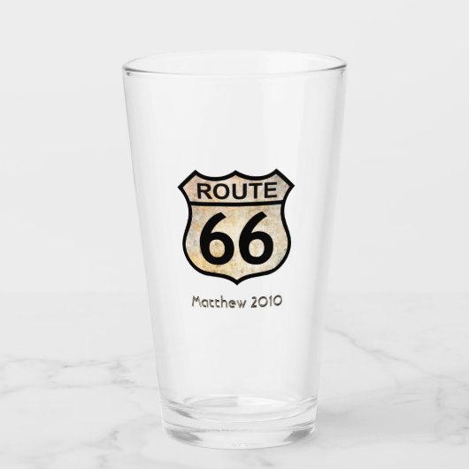 Route 66 Verre avec votre nom, date ou autre texte (Devant)