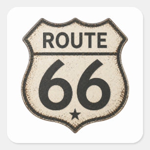 Route 66 Verweerde Retro Schild Sticker