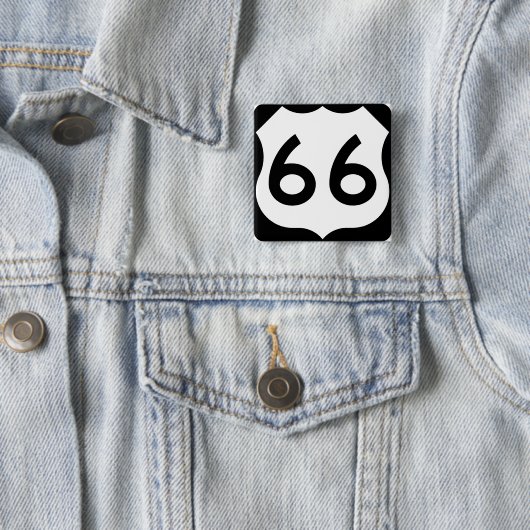 Route 66 vierkante button 5,1 cm (In situ)