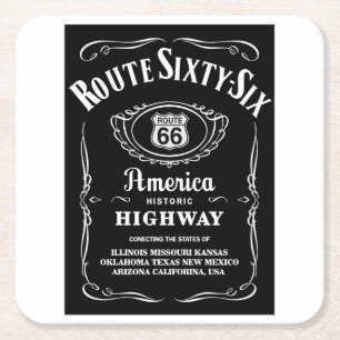 Route 66 vierkante kartonnen onderzetter