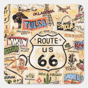 Route 66 vierkante sticker