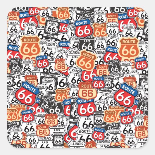 Route 66 vierkante sticker (Voorkant)
