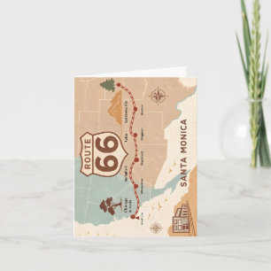 Route 66 Vintage Kaart met Historische Steden