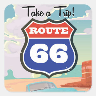 Route 66 vintage-poster vierkante sticker