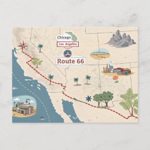 Route 66 Vintage Reis Kaart Illustratie
