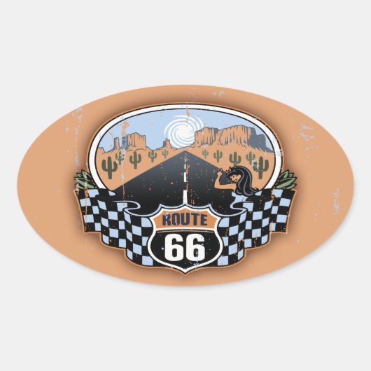 Route 66 woestijn ovale sticker (Voorkant)
