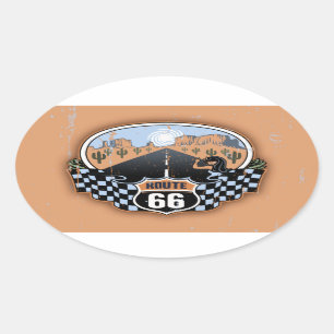 Route 66 woestijn ovale sticker