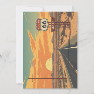 Route 66 Zonsondergang Vintage Weg Reis Kunst Feestdagenkaart