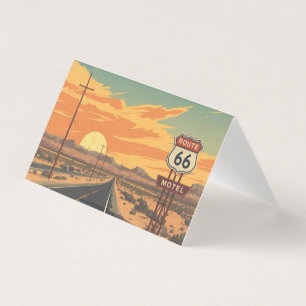 Route 66 Zonsondergang Vintage Weg Reis Kunst Kaart