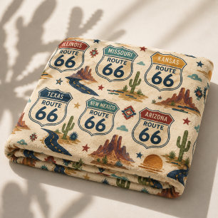 route 66 Zuidwest Road Trip Americana Reizen Fleece Deken