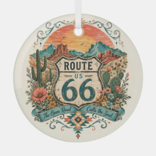 Route 66 Zuidwest Zonsopgang Aandenken Kunst Glas Ornament