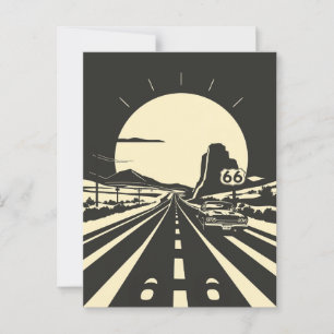 Route 66 Zwart-wit minimalistische klassieker Briefkaart
