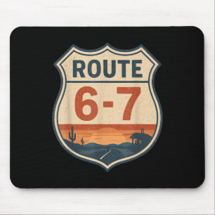 Route 6-7 Meme Grappig Retro Vintage Snelweg Bord Muismat
