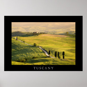 Route blanche en Toscane paysage imprimé poster no