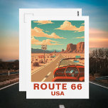 Route classique 66 Voyage routier Carte postale Vi<br><div class="desc">Parcourez l'emblématique Route 66 avec cette carte postale vintage avec une voiture classique sur la route. S'étendant de Chicago à Père Noël Monica, la Route 66 est la route américaine la plus emblématique, remplie d'aventure, de nostalgie et de vues innombrables sur l'autoroute. Avec son design rétro, cette carte postale capte...</div>