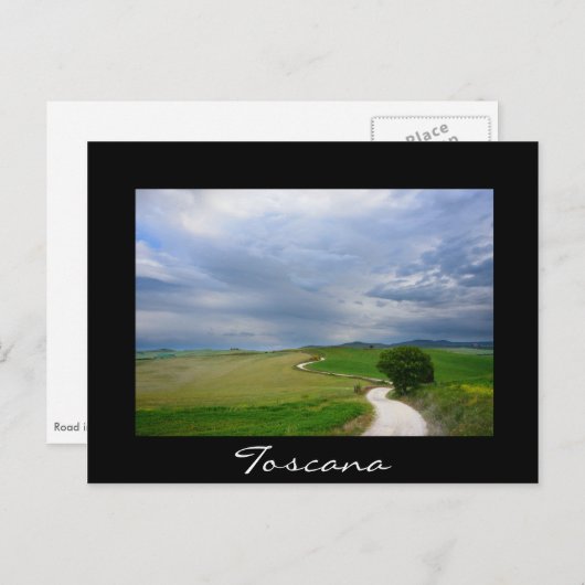 Route courbe en Toscane carte postale noire (Devant / Derrière)