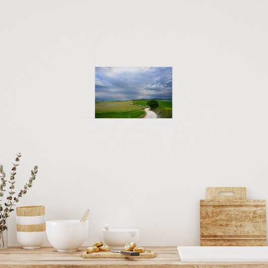 Route courbée vers une affiche de destination (Cuisine)