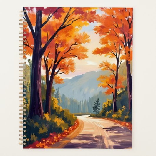 Route d'automne | Aquarelle Feuilles de feuillage (Devant)