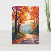 Route d'automne | Carte de feuilles de feuillage d (Dos)
