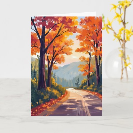Route d'automne | Carte de feuilles de feuillage d (Fleur jaune)