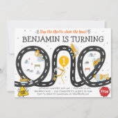 Route de construction 1er anniversaire Invitation (Devant)