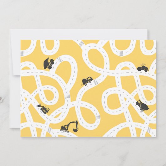 Route de construction 1er anniversaire Invitation (Dos)