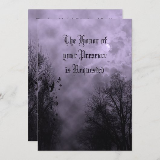 Route hantée avec Faire-part de mariage pourpre Ra (Devant / Derrière)