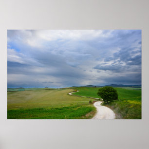 Route sinueuse vers une affiche de destination imp