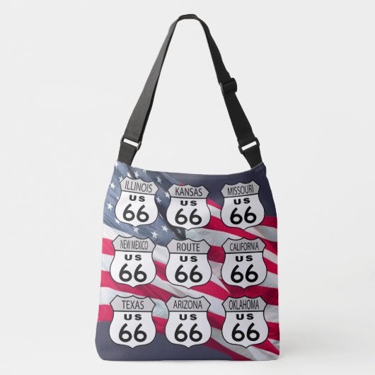 Route US 66 Signs Crossbody Tas (Voorkant)